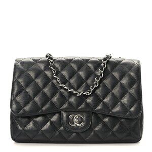 CHANEL  Caviar Quilted Jumbo Single Flap Black